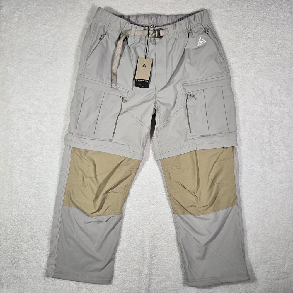 Nike ACG "Smith Summit" Cargo Pants 2 In 1 Grey Beige Mens Large FN0428-009 L